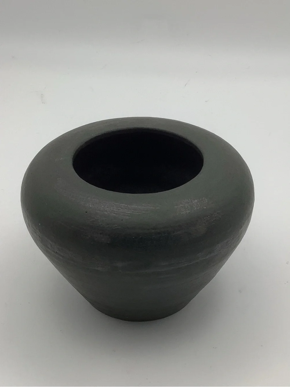 Two Matte Charcoal Gray Pottery Vases